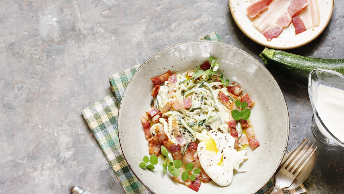 Squash pasta carbonara