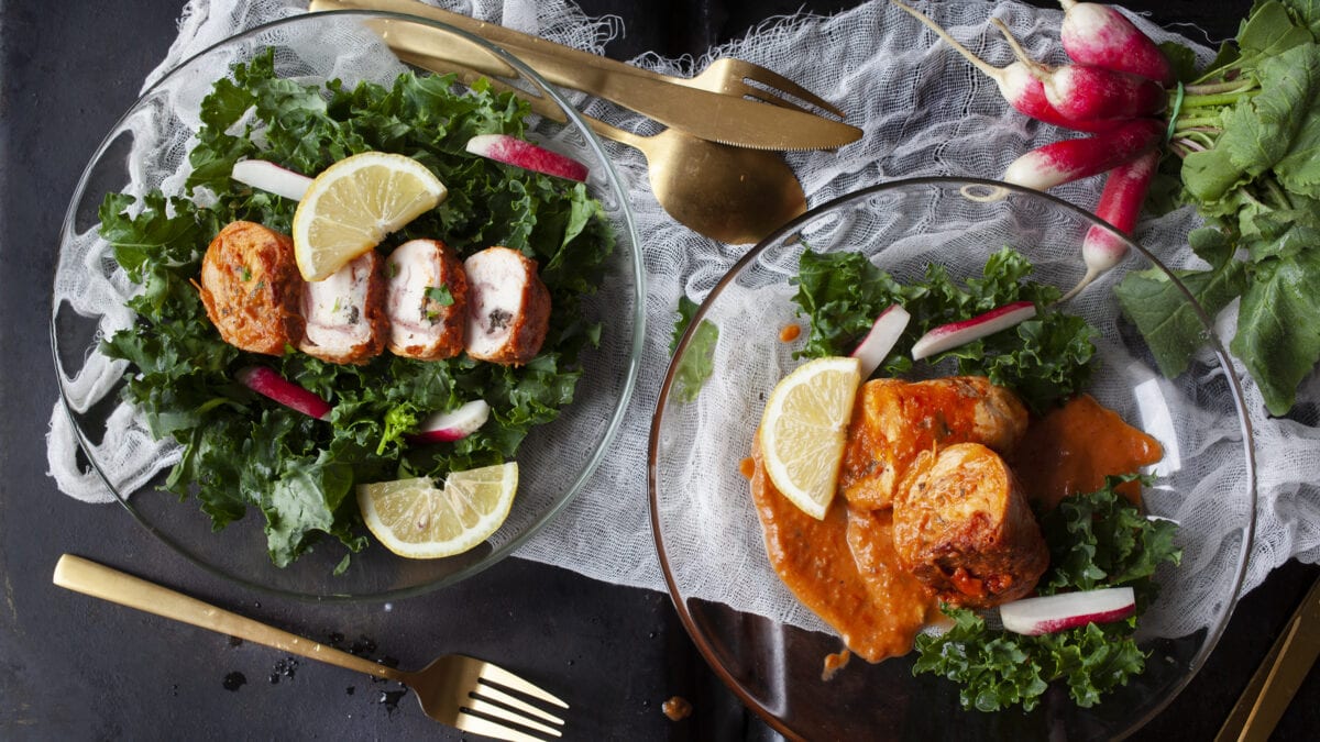 Mozzarella-kylling med simpel kålsalat